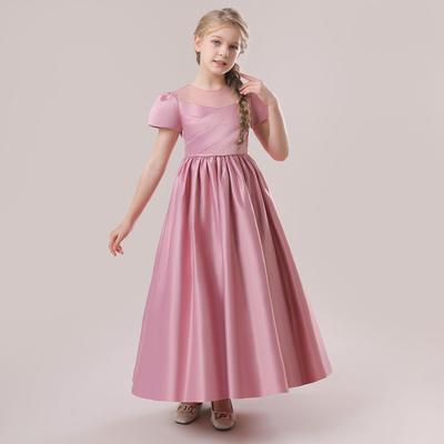 Mädchen Übersee Kurzarm Langes Prinzessinnenkleid für Auftritte