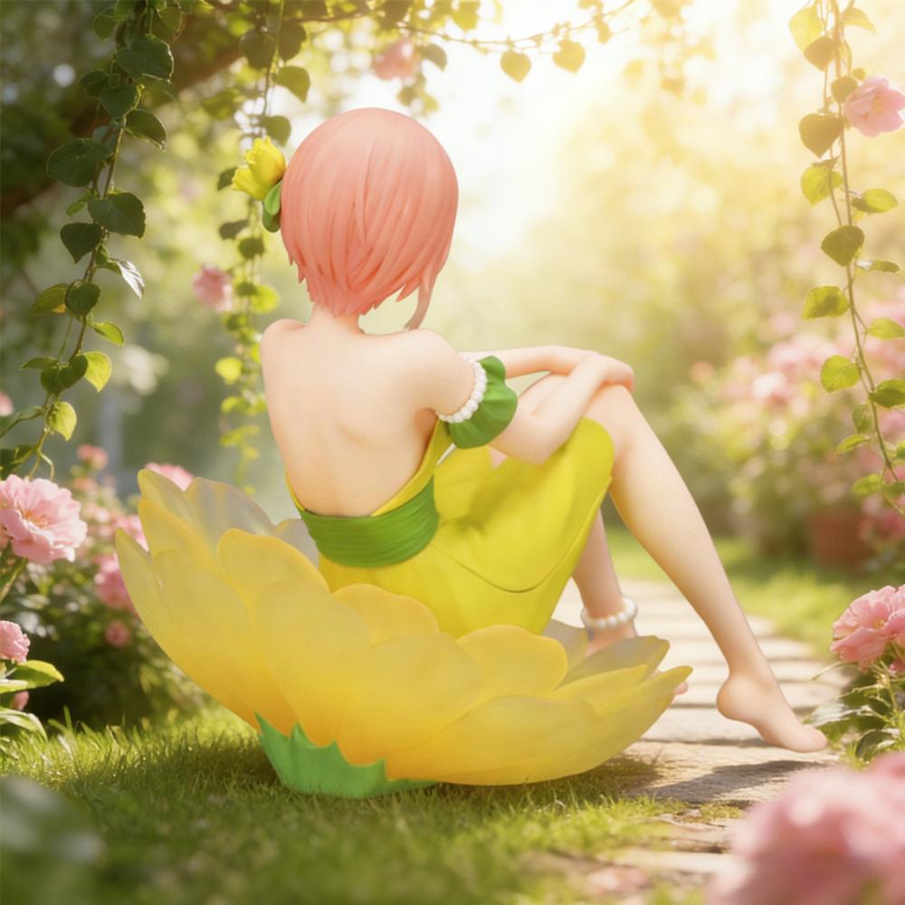 Pink-Haired Girl Figure Large Petal Base Atmospheric Desktop Decorative Collectible Figurine Ideal Holiday Gift 1pc with Poseable Articulated Scale