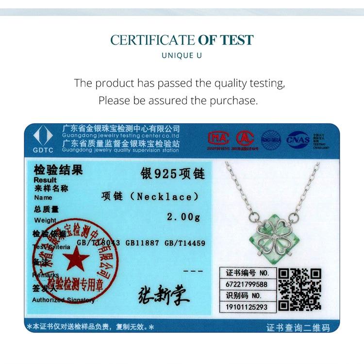 BAMOER 925 Sterling Silver Light Green Four-leaf Clover Pendant Necklace Lucky Neck Chain for Women Trendy Fine Jewelry