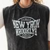 Trendy Vintage Black Washed Graphic Street Style Top