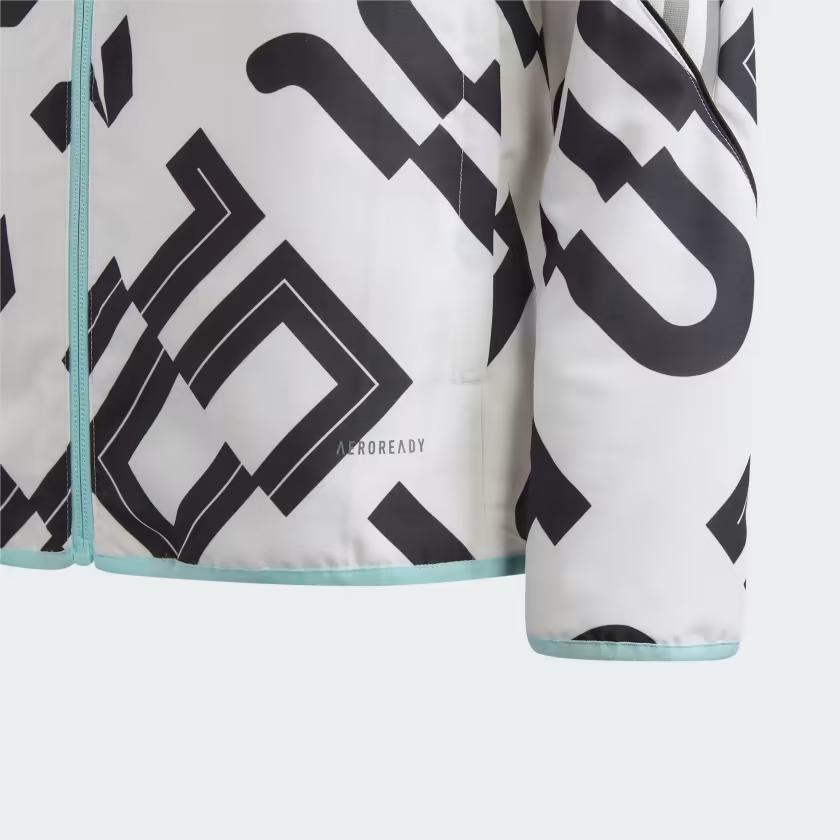 Adidas Bunda s kapucí na zip, digitální potisk, dlouhý rukáv, dětské bundy, bílá IJ4938