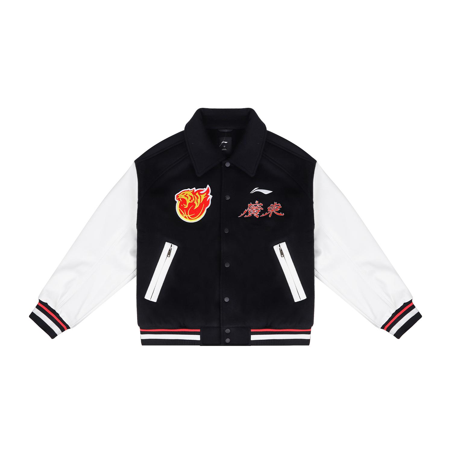 

Li Ning 25-26 Season CBA Guangdong Team Winter Fleece Warm Loose American Style Couple Retro Sports Jacket Baseball Jacket Unisex jackets AJMV401-1 XXL