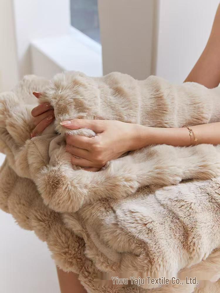 Tuscany Faux Rex Rabbit Bubble Fleece A-Class Double-Sided Office Nap Blanket