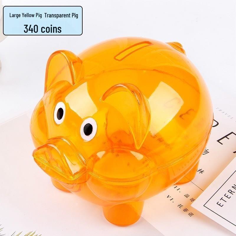 Cartoon-Sparschwein: Transparente, langlebige Sparbüchse aus Kunststoff für Kinder