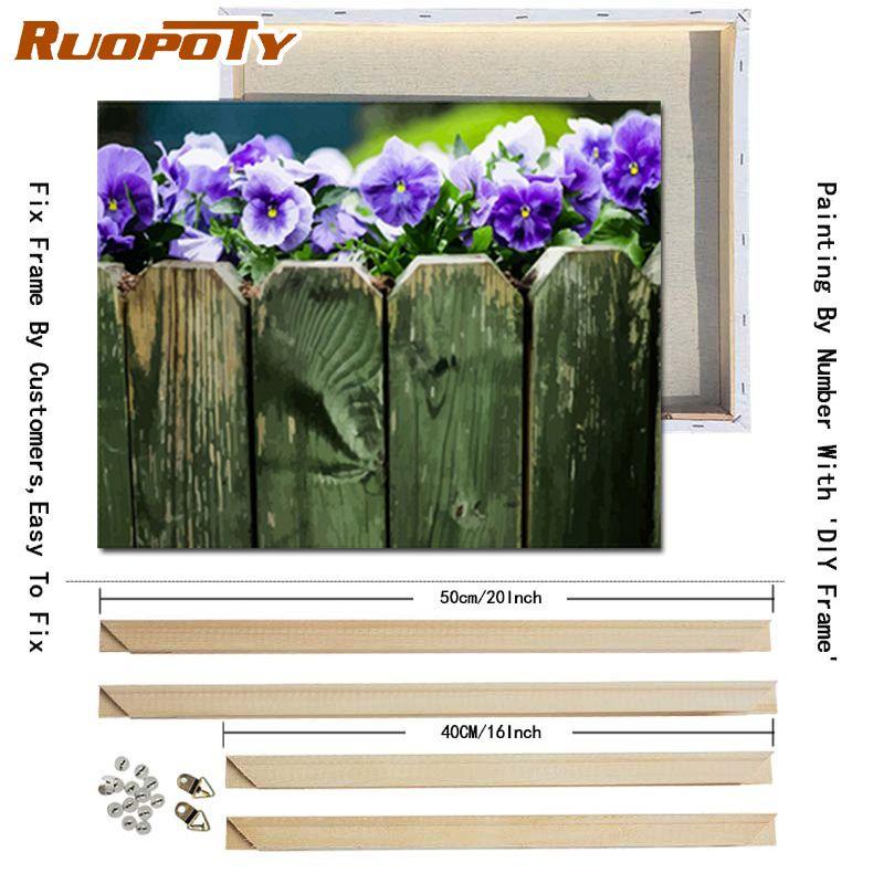 RUOPOTY Flower Scenery Diy Frame Painting By Numbers Acrylic Wall Art Landscape Canvas Painting Modern Oil Painting 40x50cm