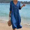 Spring/Summer New Style Elegant Casual V-Neck Solid Color Women's Dress