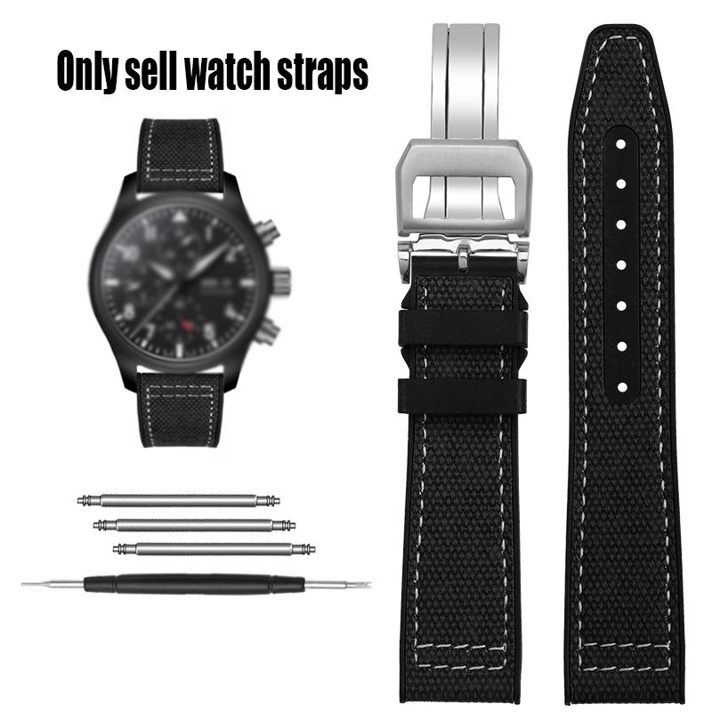 Nylon Rubber Watch Strap For IWC Pilot Spade A Mark 18 Portuguese Blue Band FOLDING CLASP Canvas Men's Watch Chain 20MM Bracelet