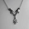 Original Design Sliver Color Both Hands Hollowed-out Celtic Knot Pendant Necklace for Women Halloween Party Gothic Witch Jewelry