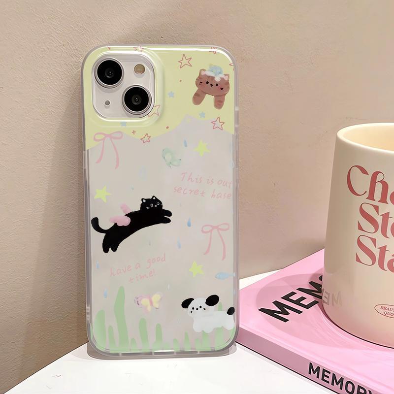Cute Cats and Dogs Outing for Apple 16 Mobile Phone Case for IPhone15pro Male Female 13/14pro11 Advanced