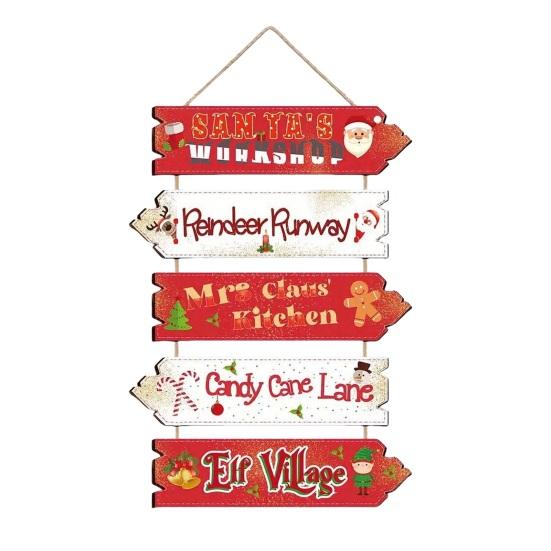 Festive Door Handle Decorations Rustic Wooden Hanging Pendant for Christmas Holiday Home Door, Decorative Signs Party Sign Ornament with