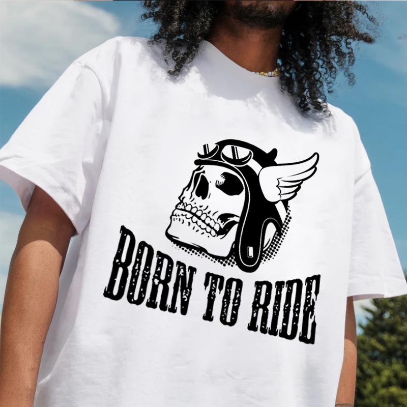 Winged Skull Motorcycle Rider Tshirt 100 Cotton ONeck T Shirt Fashion Short Sleeve Mens Tees Graphic Tshirts