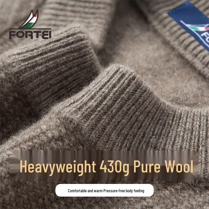 Men s Thickened 100% Merino Wool Round Neck Sweater 48