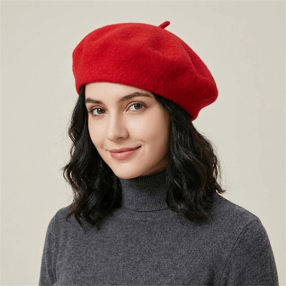Soft Beret Hat Knitted Beanie Cap Streetwear Wool Painter Hat Daily Outfit
