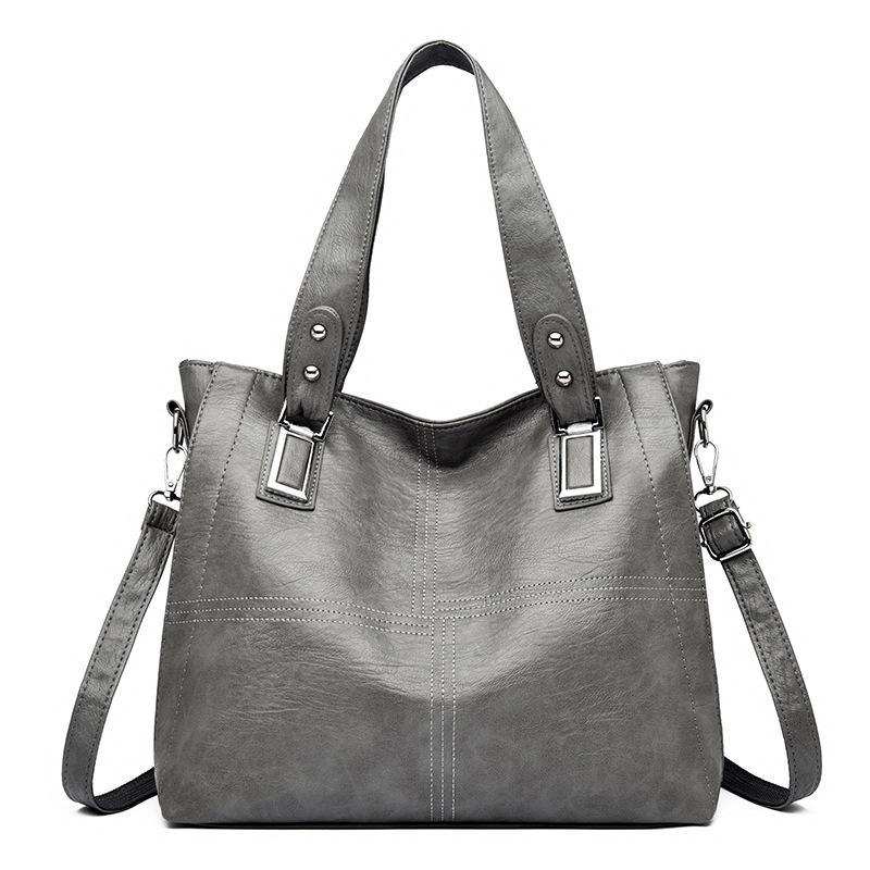 Vintage Leather Shoulder Crossbody Bag Tote Structured Leather Tote Bag with Adjustable Strap Women's Shoulder Bag for Daily Use