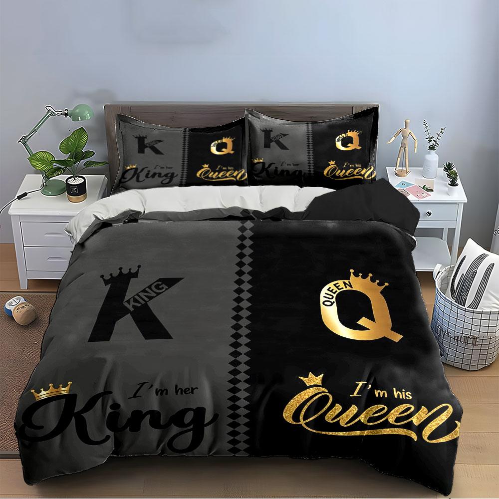 King and Queen Black Bedding Set Bedding Duvet Cover Set Duvet Cover Pillowcases (1 * Duvet Cover 2 * Pillowcases, without duvet insert)