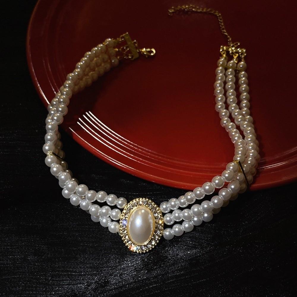 Jewelry Accessories Retro Pearl Necklace Clavicle Chain Pearl Choker Pearl Pendant  Wedding Bride