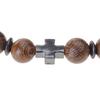 Handmade Natural Wood Bead Cross Bracelet Men Charm Beaded Elastic Bracelets