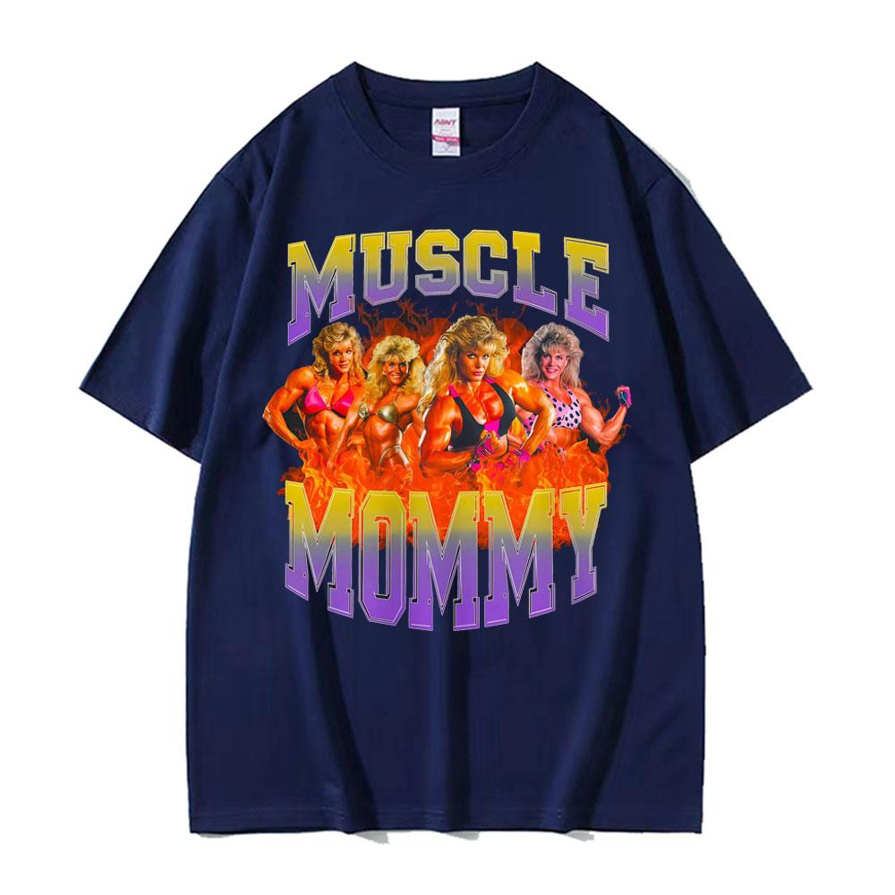 Muscle Mommy Fitness Spaß Meme Muster T-Shirt 2026 Sommer Herren Damen Luxus Mode Retro T-Shirt Baumwolle Übergroßes T-Shirt