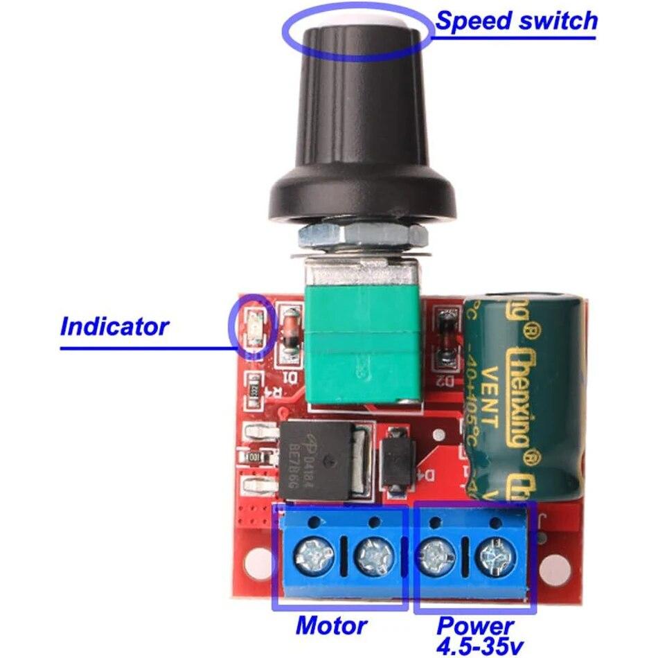 3ks Mini DC Motor PWM regulátor rychlosti, DC 5V-35V 5A modul s nastavitelným spínačem, 6V 12V 24V regulátor proměnného napětí