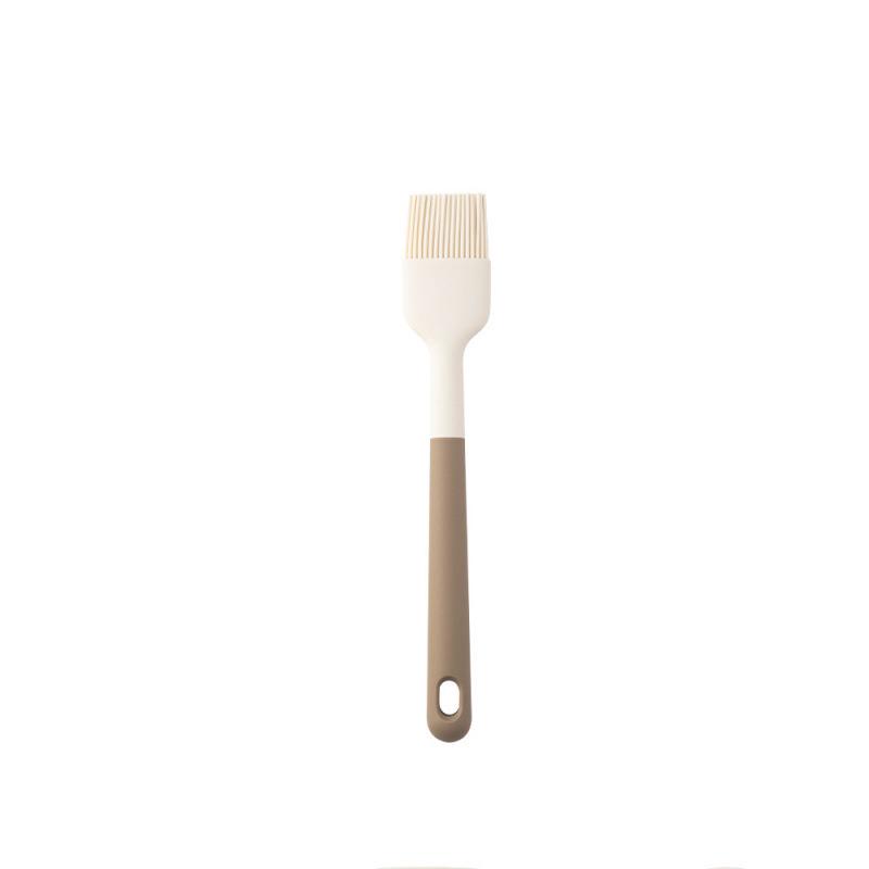 Heat-Resistant Silicone Kitchenware Set: Spatula, Soup Ladle, Slotted Spoon, Rice Spoon, Frying Pan Scraper, Oil Brush, and Flour Grabber.