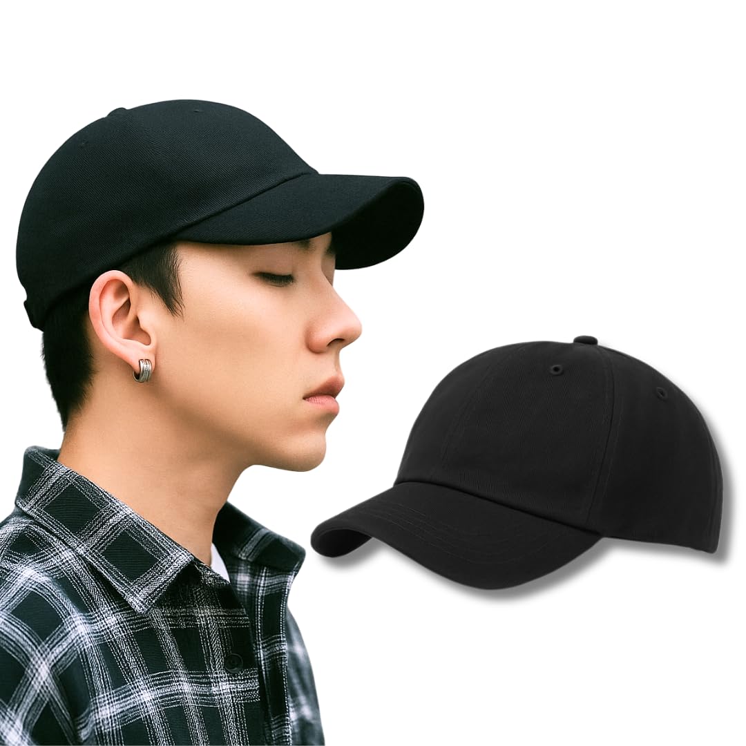 

Short Brim Umpire Cap for Men and Short Brim Work Shallow Suitable for Cycling and Driving [Capprecier] Women, (approx. 4.5cm), Cotton, Hat, Fit, чёрный