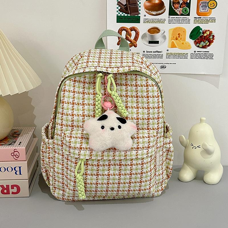 Schoolbag Japanese ins small fresh plaid small schoolbag female college student versatile casual backpack soft sister cute little backpack
