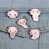 Pink Axolotl Alloy Brooch - Cute Salamander Cartoon Corsage Badge for Apparel