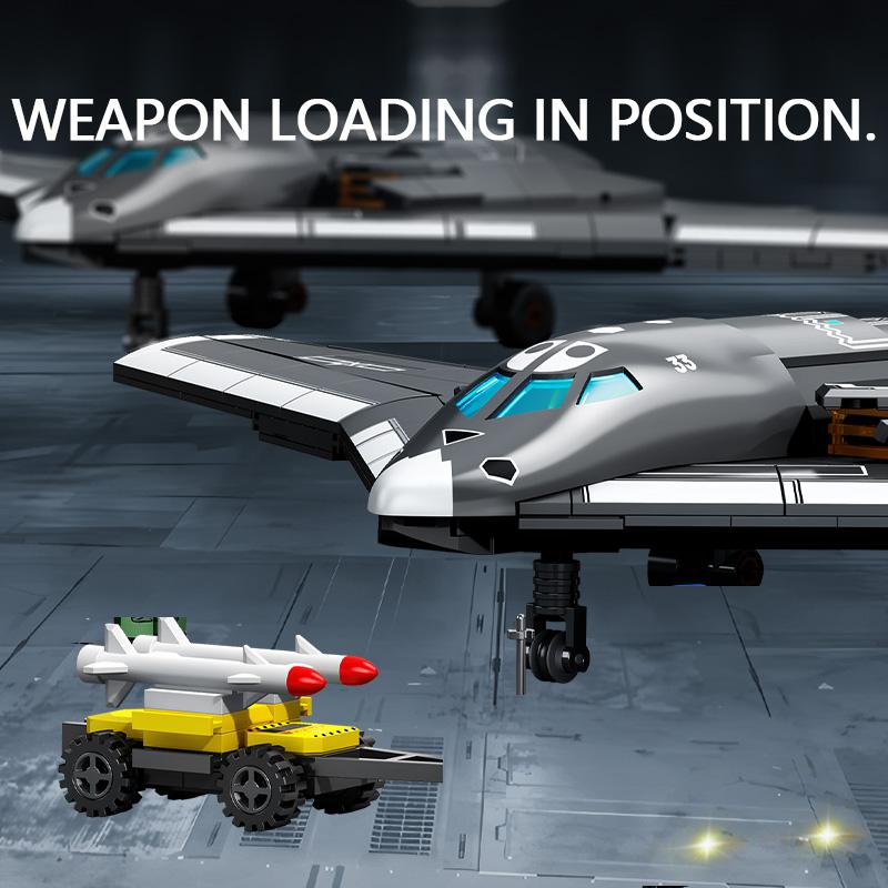 SEMBO BLOCK 555pcs MOC Warplanes Fighter Building Blocks Attack Aircraft Model Bricks DIY Ornament Toys Kids for Halloween Gifts