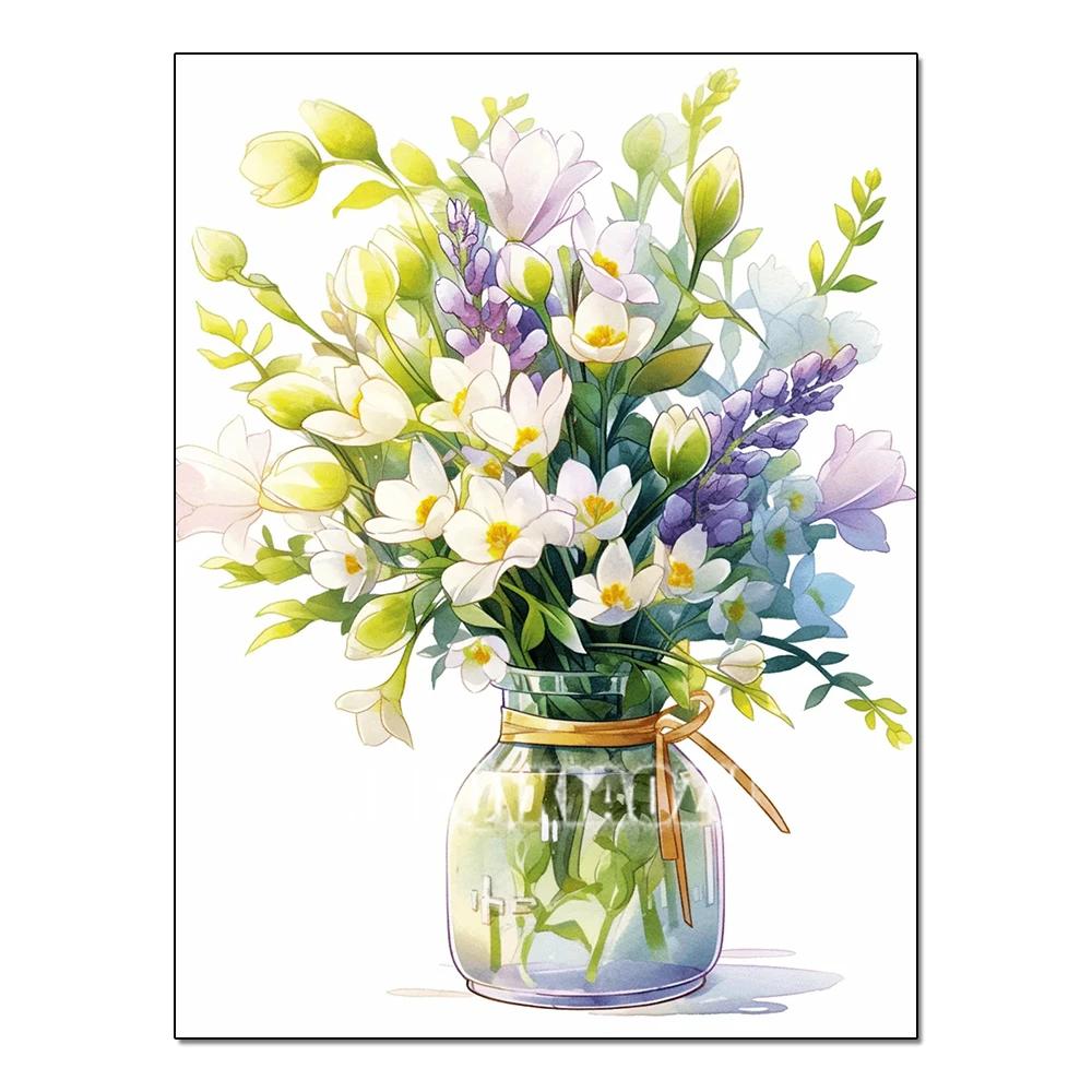 Full Flower Series Diamond Painting Tulip Daisy Diamond Mosaic Embroidery Art Watercolor Picture Handmade Home Decoration Diy