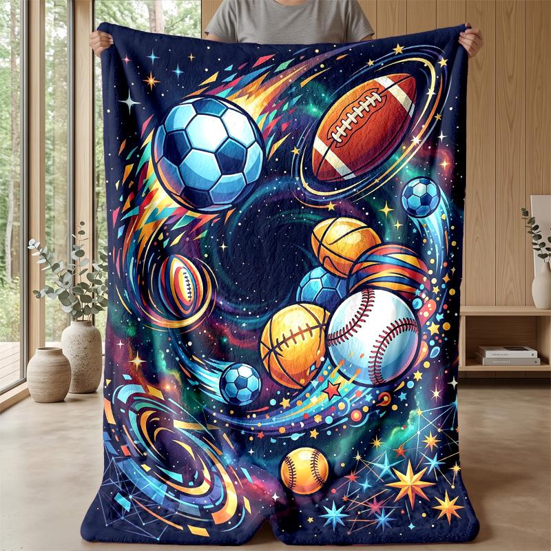 Sports Ball Fusion 4 Theme Blanket Lightweight Warm Flannel Blanket Decorative Throw Blanket for Home Decoration