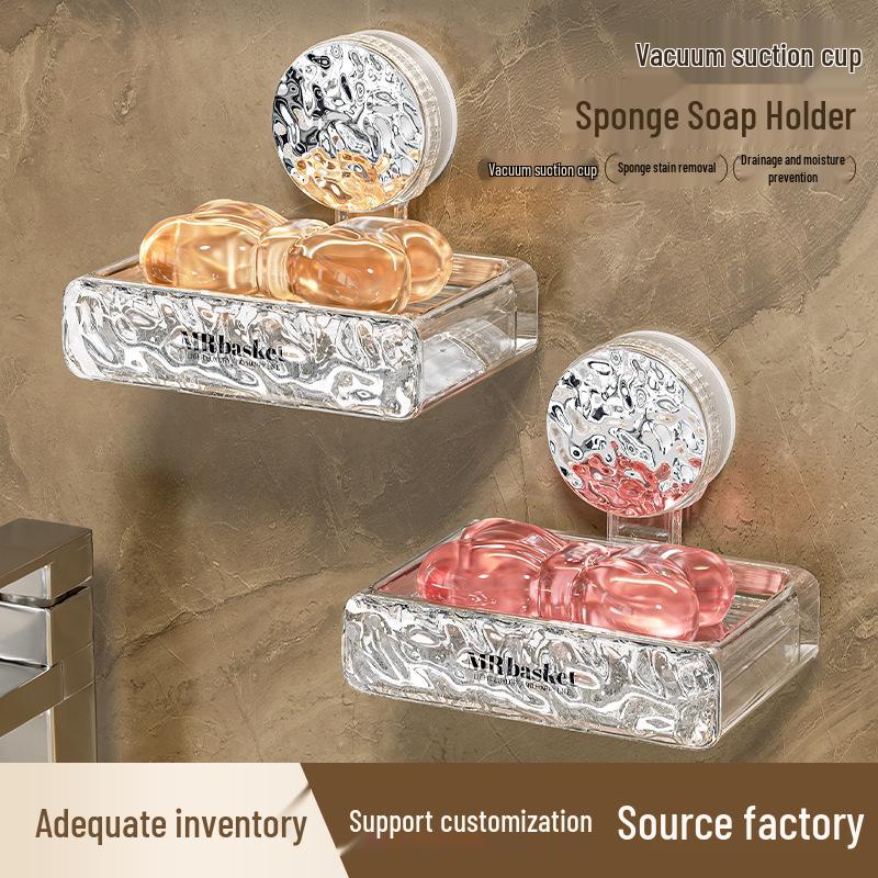 Wall-Mounted Suction Cup Soap Dish for Bathroom Storage