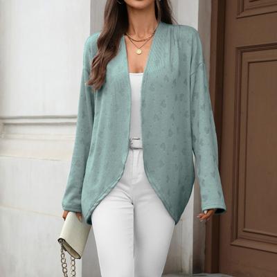 2025 Autumn and Winter New Solid Color Long-sleeved Cardigan Knitted Jacquard Jacket Air-conditioning Shirt
