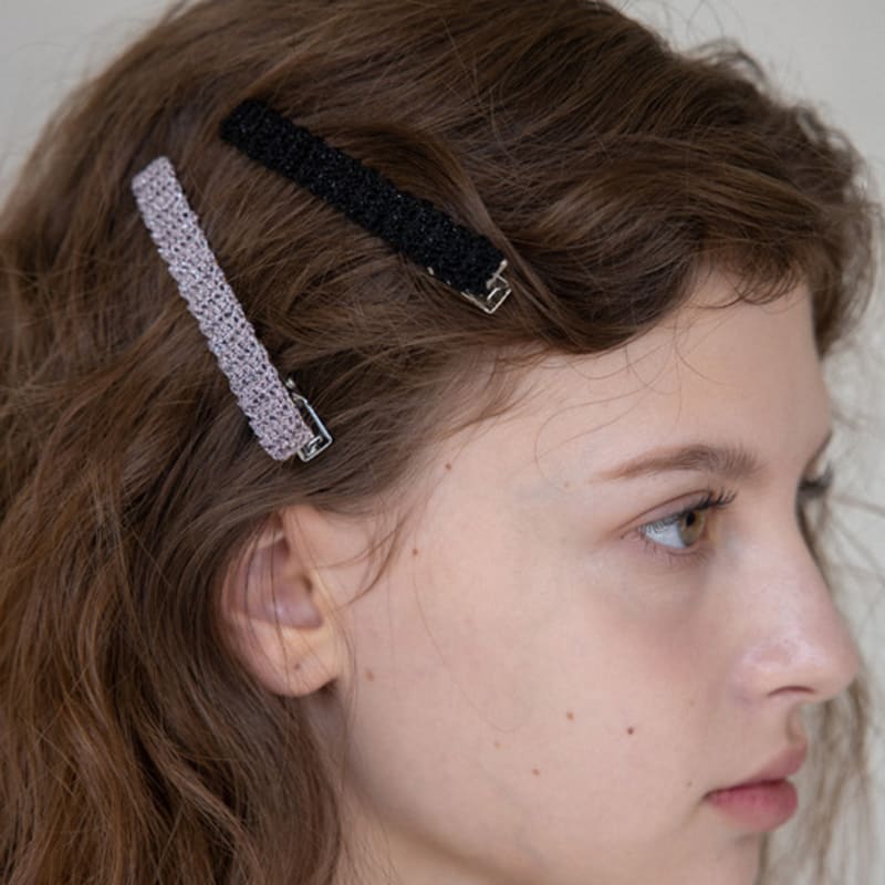 

MERRYMOTIVE Gleaming crochet knit hairpin (3colors) Grey