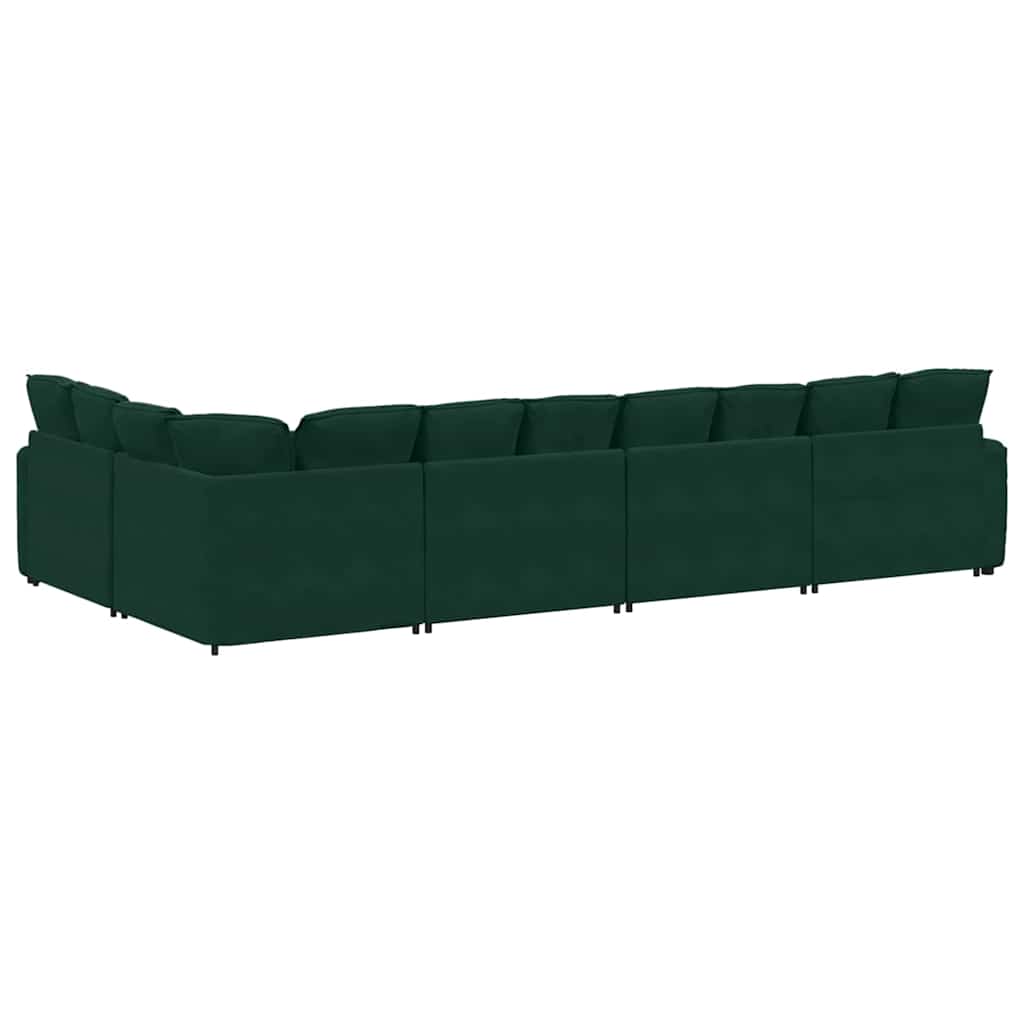 Modular Sofa with Cushions Velvet Dark Green