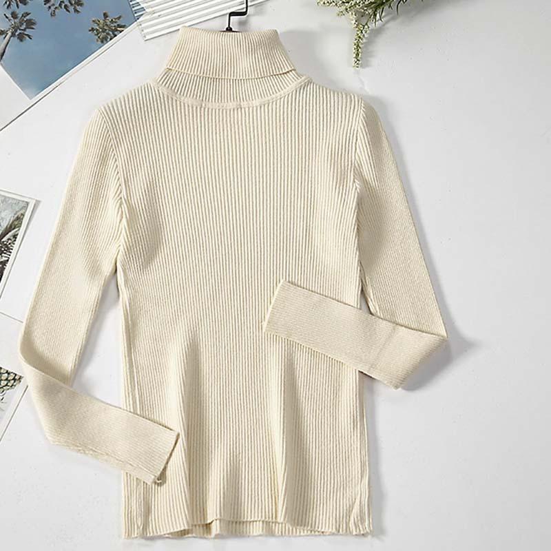 Koszula z dzianiny z wysokim kołnierzem i golfem Wczesna jesień Klasyczny uniwersalny sweter z dzianiny z golfem
