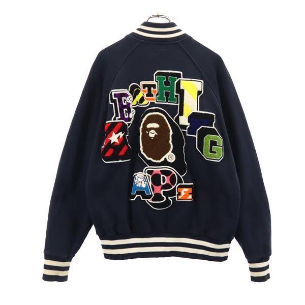 A BATHING APE Back embroidery Stajan M Navy Blouson Men's Used
