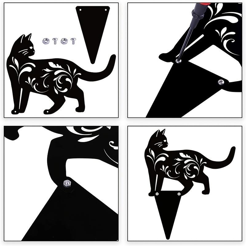 3pcs Black Metal Cat Garden Stakes Outdoor Decorative Statues Yard Lawn Ornaments Halloween Christmas New Year Gift