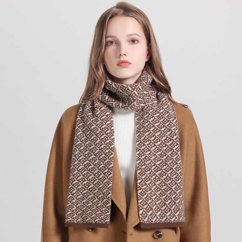 Autumn and winter warm pure wool small scarf women's 2025 new small wide solid color scarf simple versatile shawl