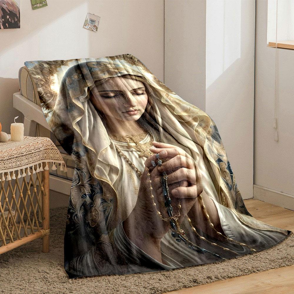 Religious Madonna Prayer Shawl Blanket Printed Blanket for Living Room Bed Couch lunch break Soft Cozy Blanket for Friend's festival Gift