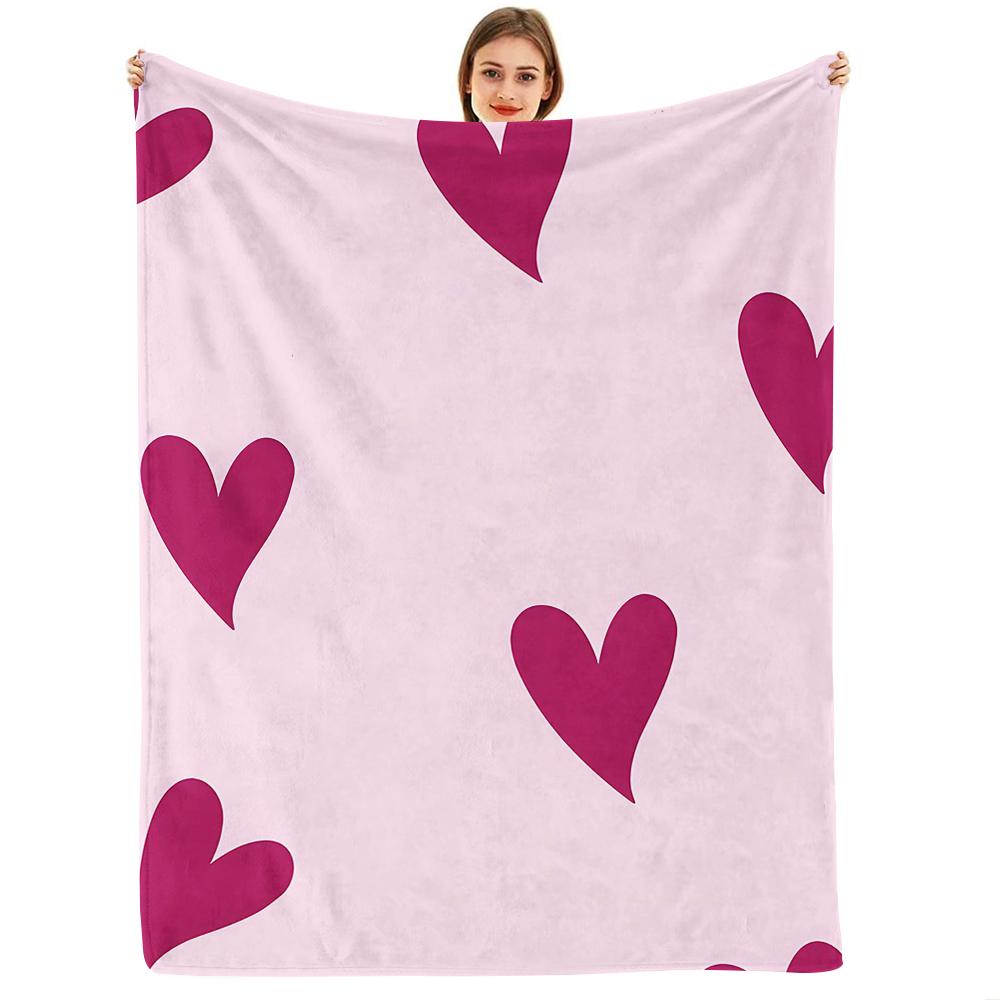 Soft Pink Delicate Small Floral Anime Cartoon Flannel Blanket Soft Warm Throw for Bedroom Sofa Car Kids Holiday Gift
