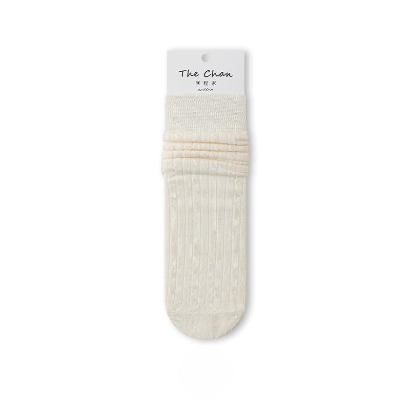 Women's Mid-calf Socks for Autumn and Winter, Solid Color Boneless Anti-pilling Pile Socks, Sweat-absorbing and Breathable Postpartum Socks