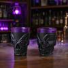 Spooky Bar Atmosphere Decoration Halloween Glowing Skull Goblet, LED Light Up Candle Holder for Dark Decor Party, Table, Haunted House Prop