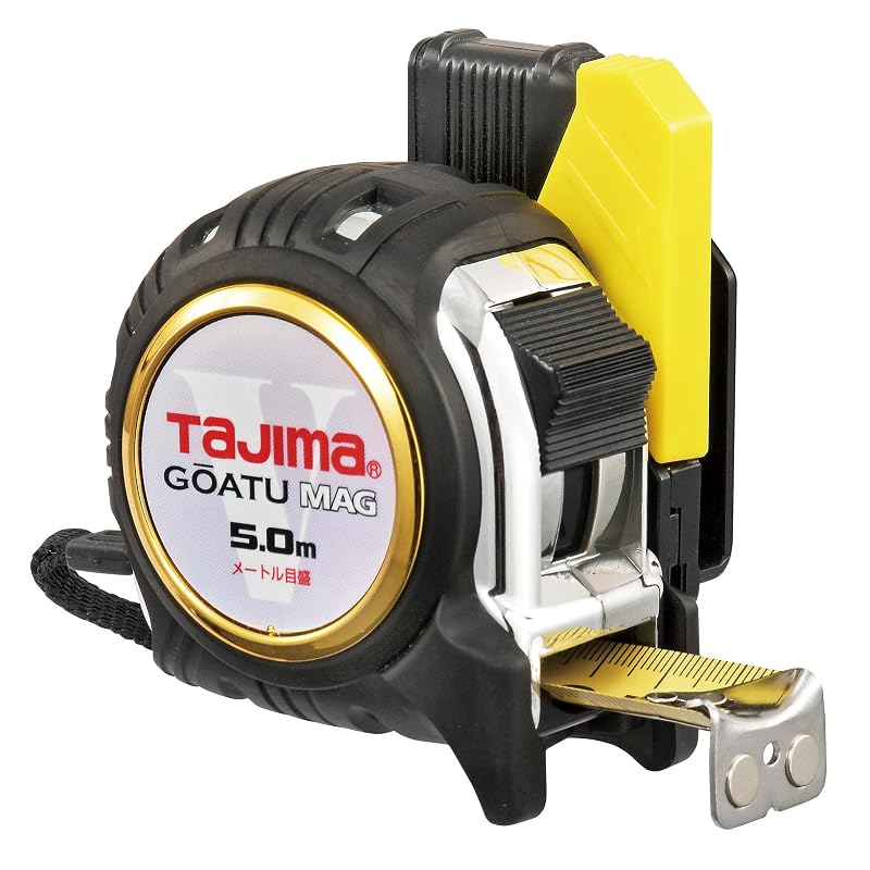 Tajima Tape Measure, 5m x 25mm, with Heavy-Duty Safety G-Lock Magnetic Claw 25 (GASFGLM2550)