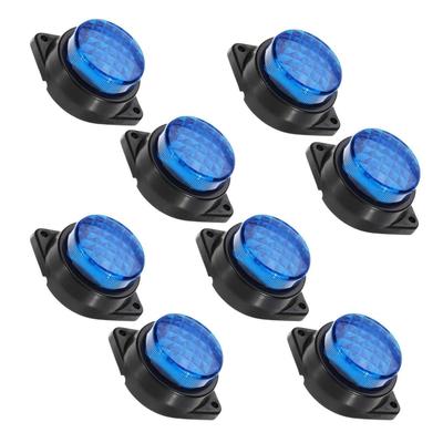 8-Pcs 24V LED Blue Side Marker Trailer Lights – Waterproof Round Marker Lamps for Semi Trucks, Freightliner, Cargo & Universal Trailers