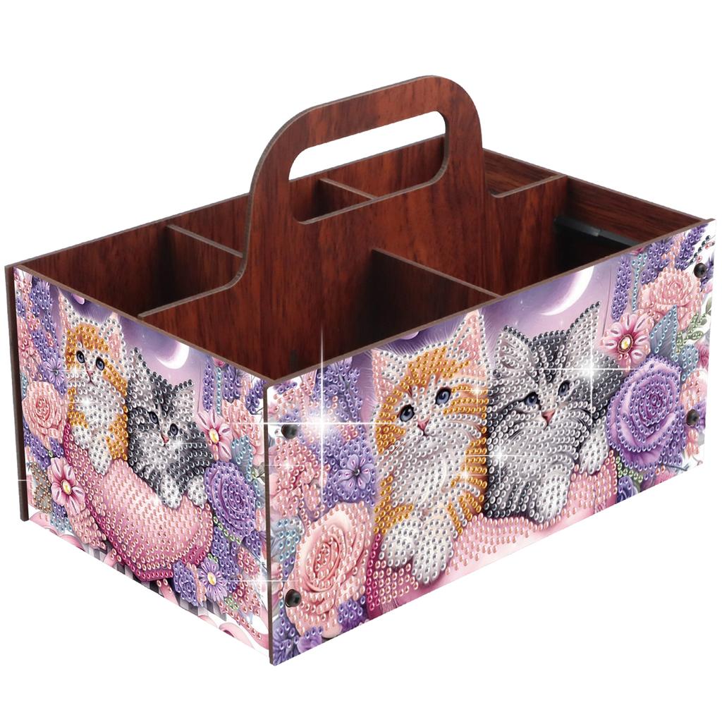 DIY Wooden Diamond Art Painting Storage Box Kit with Handheld Diamond Art Painting Holder Box for Home Office Decor Crafts Gift