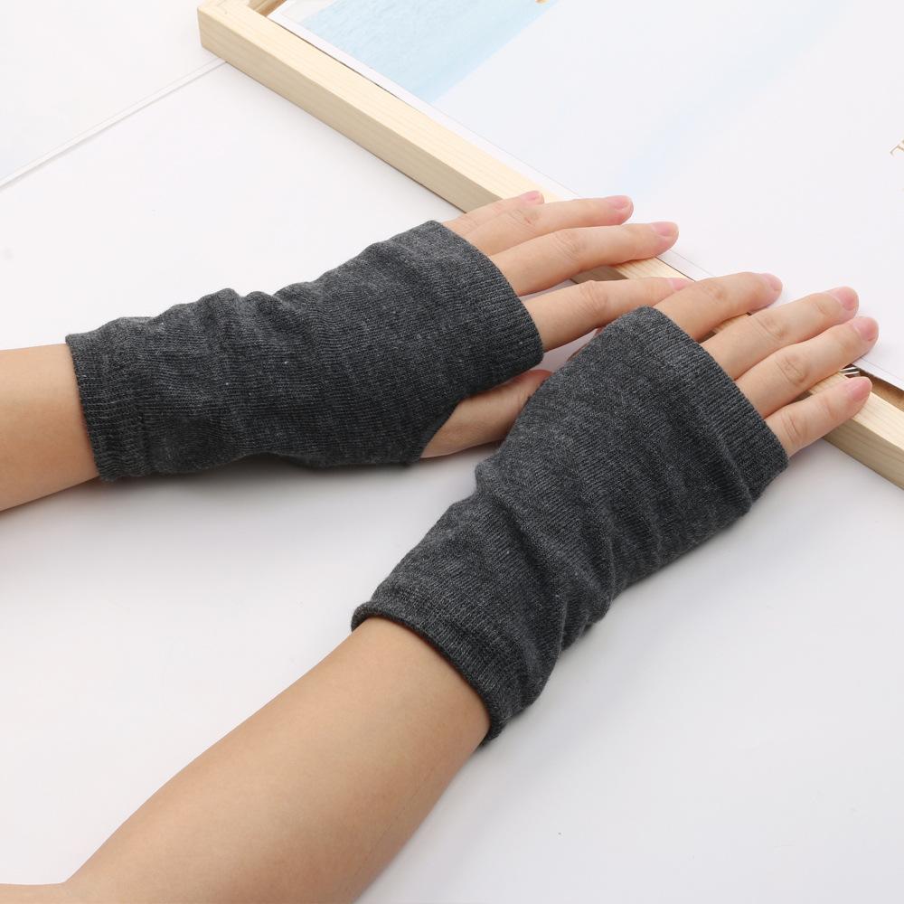 Spring and summer cotton gloves, half-finger sports dew gloves, knitted short men's and women's autumn and winter thin DIY arm cover