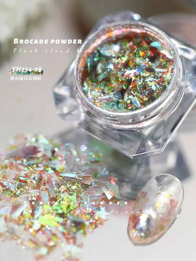 1box Nail Art Glitter Stars Aurora Opal Sequins Nail Rhinestones Gradient Polarized Watercolor Magic Nail Decoration Kit