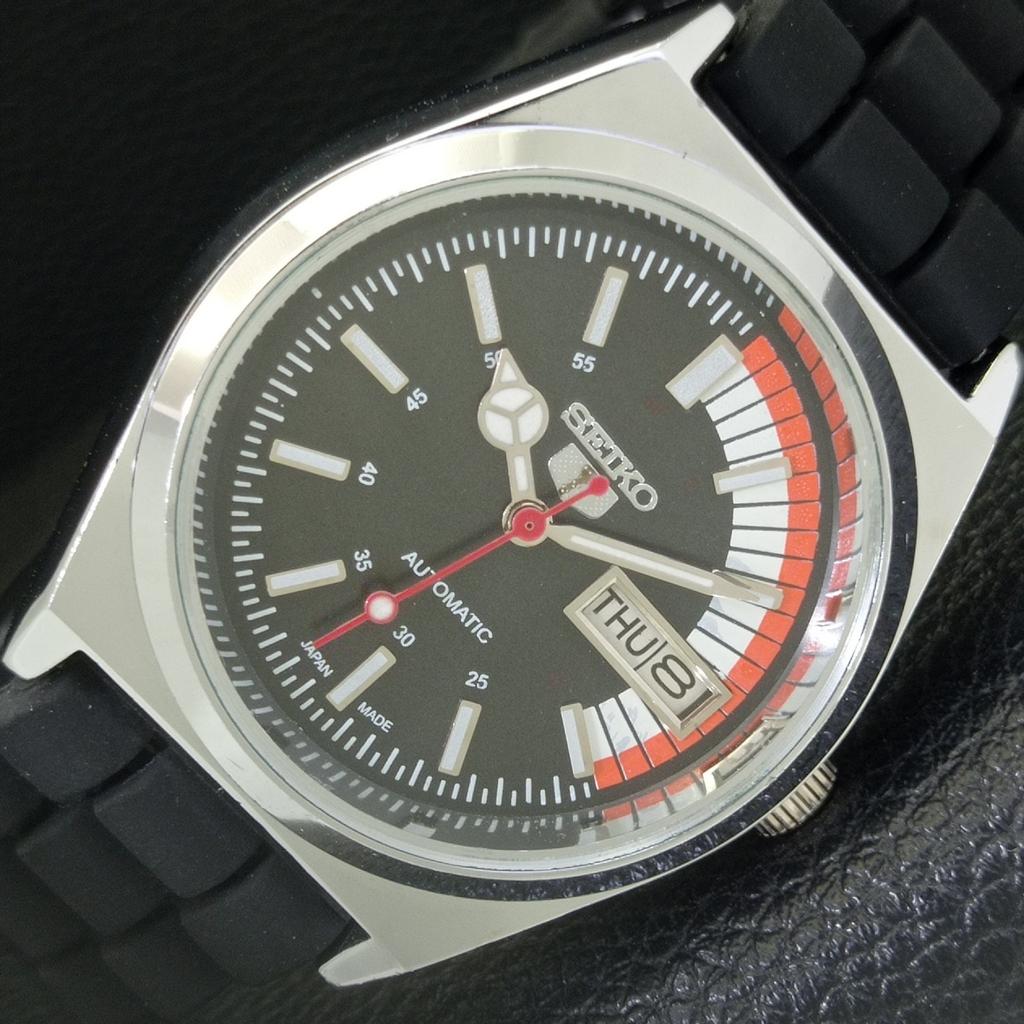 SEIKO 5 AUTOMATIC VINTAGE REFURBISHED 6309A JAPAN MENS BLACK WATCH a440782-4 Sk-a440782