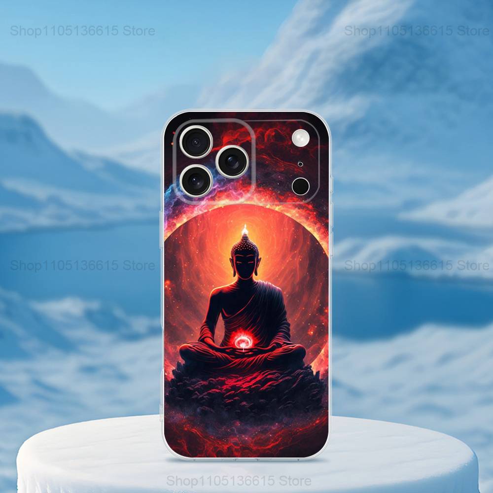 

Belief Pattern Buddha Art Case For iPhone 15,11,12,13,16,14,17,Pro,Max,Plus,SE,Mini,X,XS,XR, Transparent Soft Silicone iPhone15PROMAX