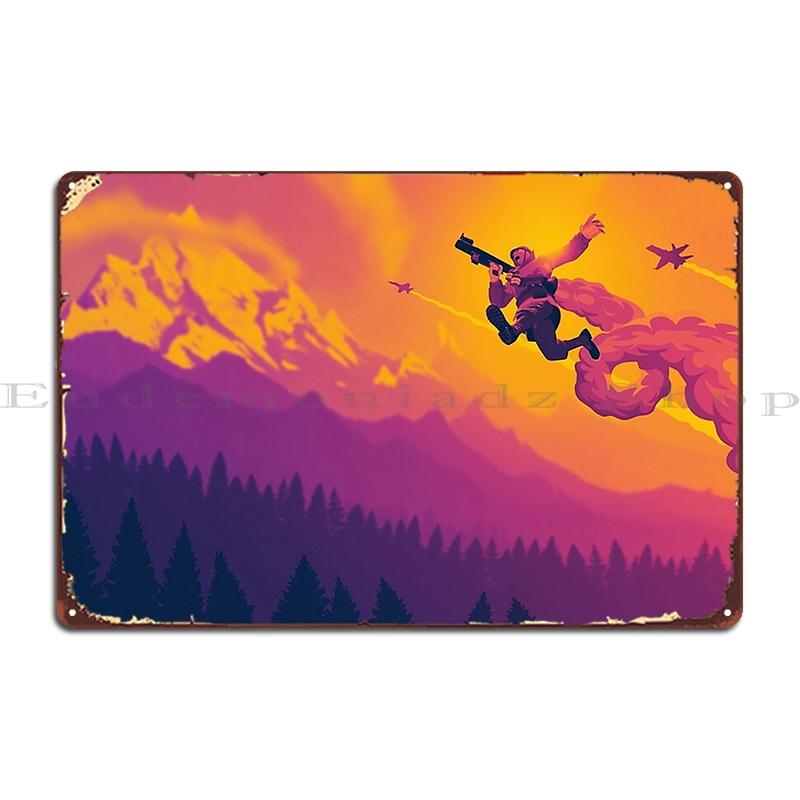 Rocket Jump Waltz Sunset Metal Plaque Poster Party Plaques Living Room Wall Decor Designer Tin Sign Poster 20x30cm